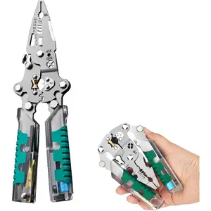 18-in-1 Folding Wire Stripper Pliers – Multifunctional Tool with Voltage Detector, Crimper & Stylus Screwdriver for Cutting, Stripping & Pulling Wires