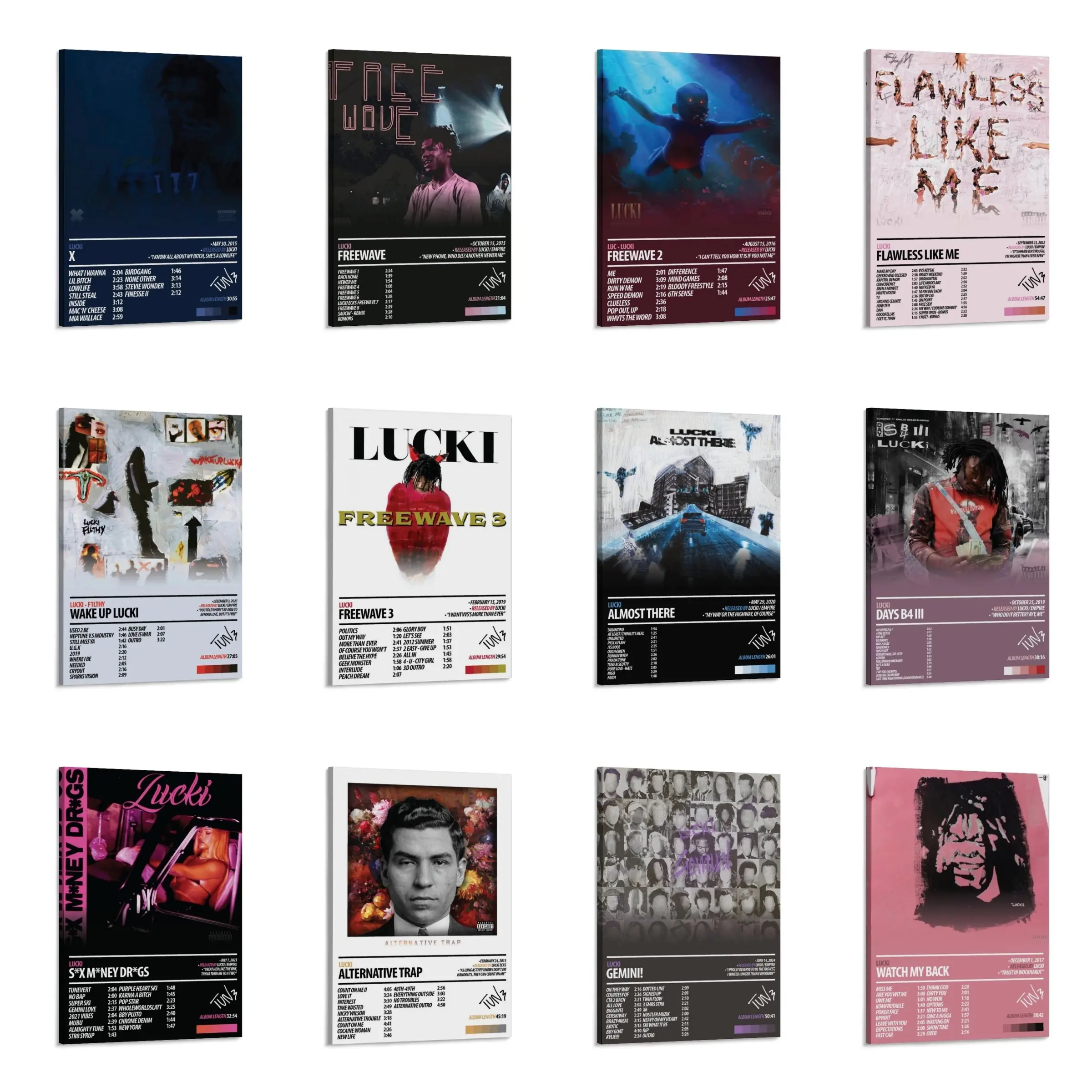 Lucki Album Poster Collection, Hip Hop Music Wall Art, Rap Album Cover Canvas Print, Multiple Styles Bedroom Decor