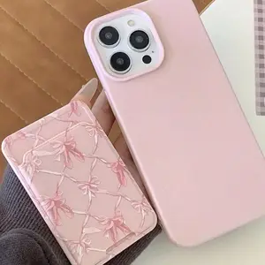 TPU iPhone Case with Bow Adhesive Card Slot, Full-Body Protection for iPhone X/11/12/13/14/15/16 Pro & Pro Max, Drop Resistant Design