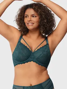 Bras For Women Full Coverage, Unlined Lace Sexy Plus Size Underwire Bra For Large Breasts Lace Bras For Women Unlined Bra With Underwire Plus Size Bras With Wide Strap U-Shaped Back Smoothing Bra Minimizer Bra