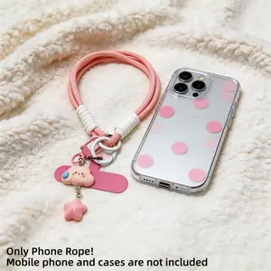 Trendy Flower Star Phone Case Lanyard Wrist Strap Short Phone Camera Chain Keychain, Fashionable Versatile Daily Use Universal