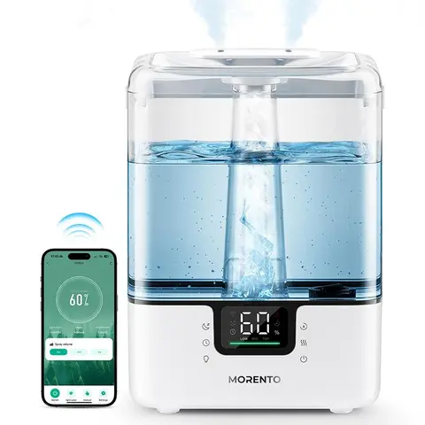 MORENTO 2-in-1 Corded Plug Plastic Fragrance Aroma Diffuser Humidifier - Silent Spray Cool Mist, 4.5L/6L Top Fill, 3 Adjustable Levels, Digital Control, Timer, Auto Switch, LED Light Sleep Aid, Essential Oil Compatible, Auto Shut-Off, for Home Office, Fra