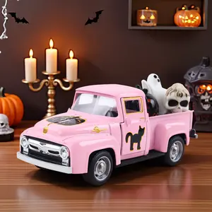 4pc/set Cute Halloween Truck Figurine Set, Party Ghost Skull Pumpkin Accessories, Home Decor Gift Items, Desk Placement Decoration
