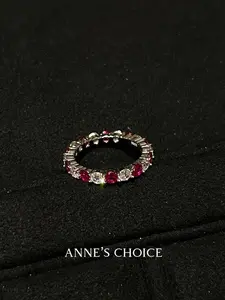 3 Carat Lab Diamond Eternity Ring ‚Äì Alternating Red Ruby & White, Round 0.15ct Pav√© Band | 5A Grade Gems | 925 Sterling Silver Real Gold