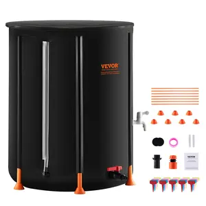 VEVOR Collapsible Rain Barrel -  Upgraded Visible Water Level, 53/66/100 Gal Portable Rain Water Collection Barrel, PVC Rainwater Collection System with Spigots and Overflow Kit, Water Barrel for Garden Water Catcher Bucket VEVOR Super Brand Day