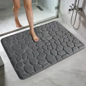 Pure Color Coral Fleece Rug, Absorbent Non-Slip Mat, Pebble Embossed Design, Ideal for Bathroom Entrance, Bathrooms, Bedrooms, Water Absorbent Mat, Bathroom Floor Mat