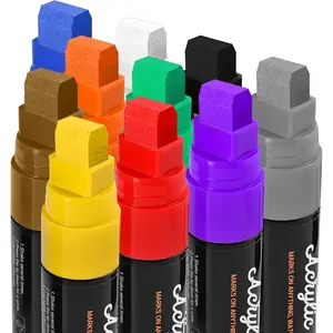 10  Color   Markers Set - 15mm Extra Wide Chisel Tip, Quick-Dry  Permanent Art Pens for Rock, , Glass, Canvas, Ceramic | Multi-Surface DIY Crafts & Art Supplies