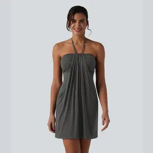 Halara Halter Tie Back Mini Resort Dress with Pockets