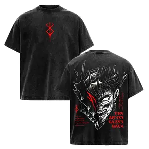 Berserk Guts T-Shirt, Brand Of Sacrifice Graphic Tee, Black Swordsman Anime Shirt, Oversized Acid Washed Soft Cotton, Dark Fantasy Manga Streetwear, Vintage Anime Outfit