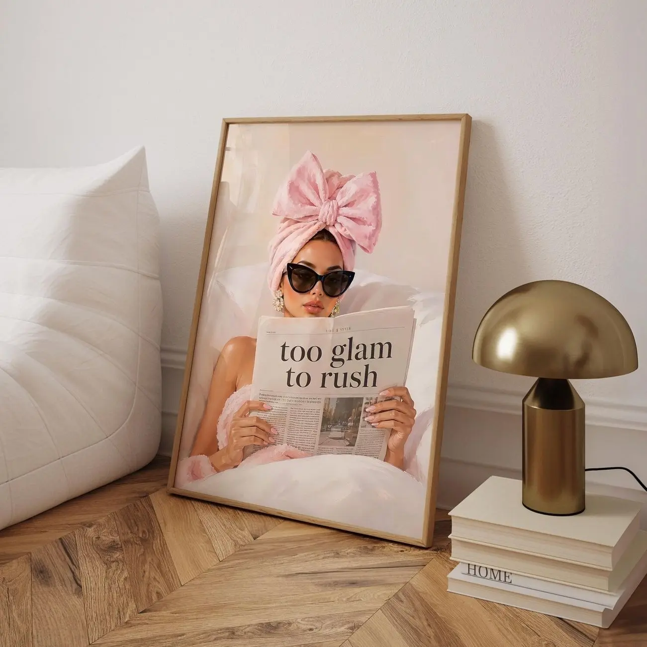 Fashion Wall Art, Glam Girl Newspaper Print, Luxury Powder Room Decor, Spa Bathroom Poster, Chic Home Decor | Frameless Poster A