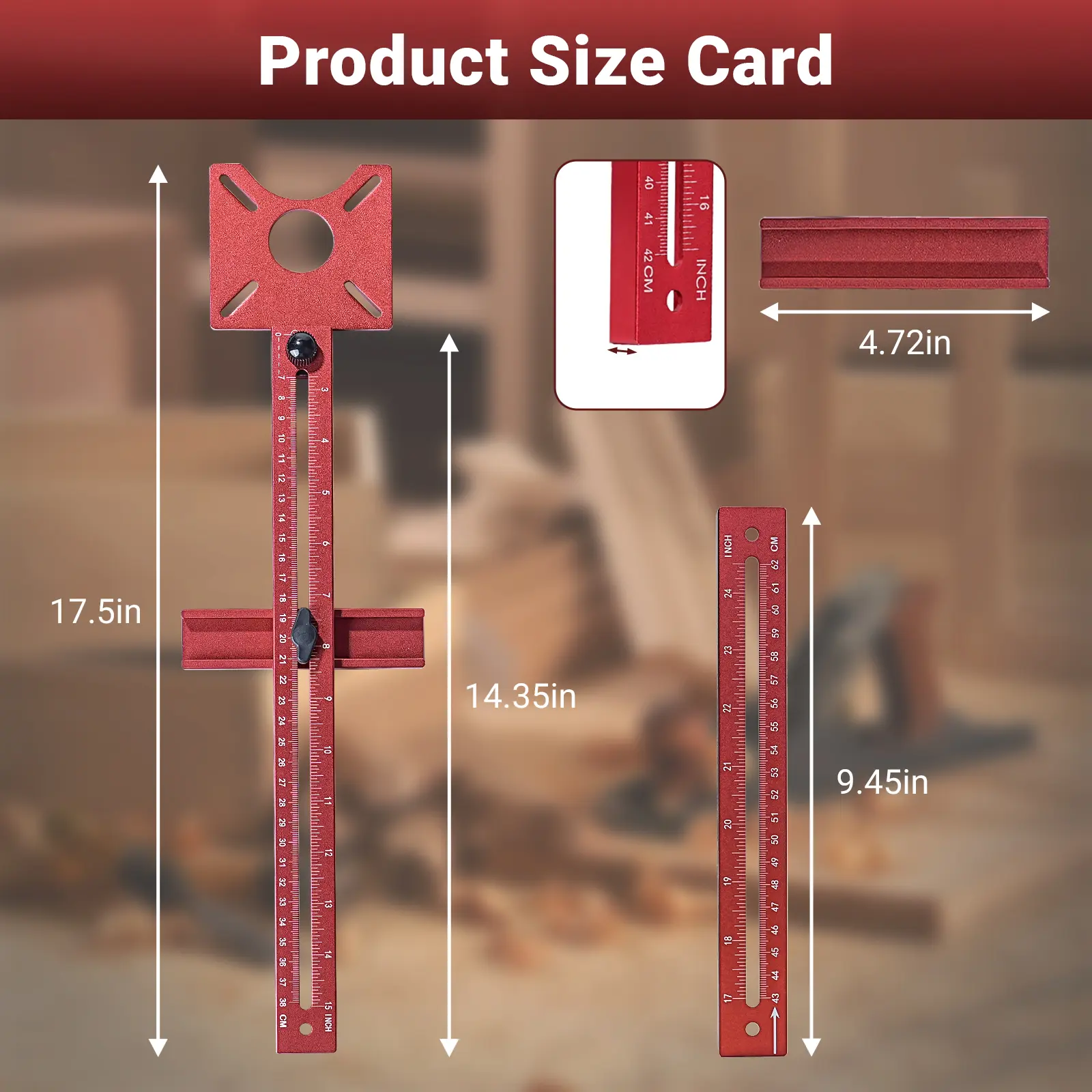 5-in-1 Aluminum Alloy Router Milling Groove Bracket Hardware, Adjustable Size Power Tool Attachment Guide with Detachable Parts for 10"-58" Large Circles & 3.94 Inches Various Woods Woodworking Circle Cutting Jig (Rose Red)