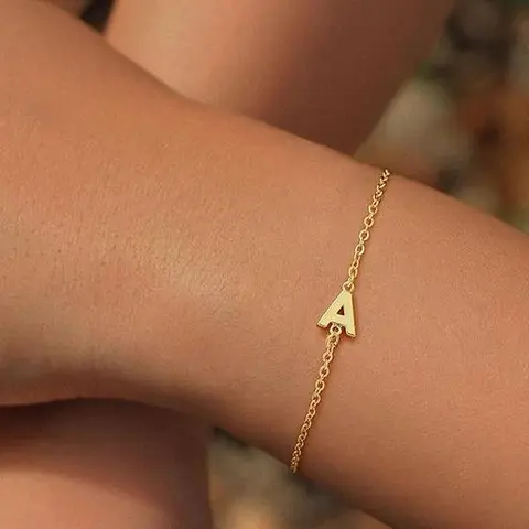 Turandoss Women's Initial Charm Bracelet - Lightweight Sensitive-Safe Metal, Adjustable Durable, Meaningful Design, 6" Chain with 2" Extension, Lobster Claw Closure, Daily Arm Candy Accessories, Bracelets for Women, Girlfriend Gift