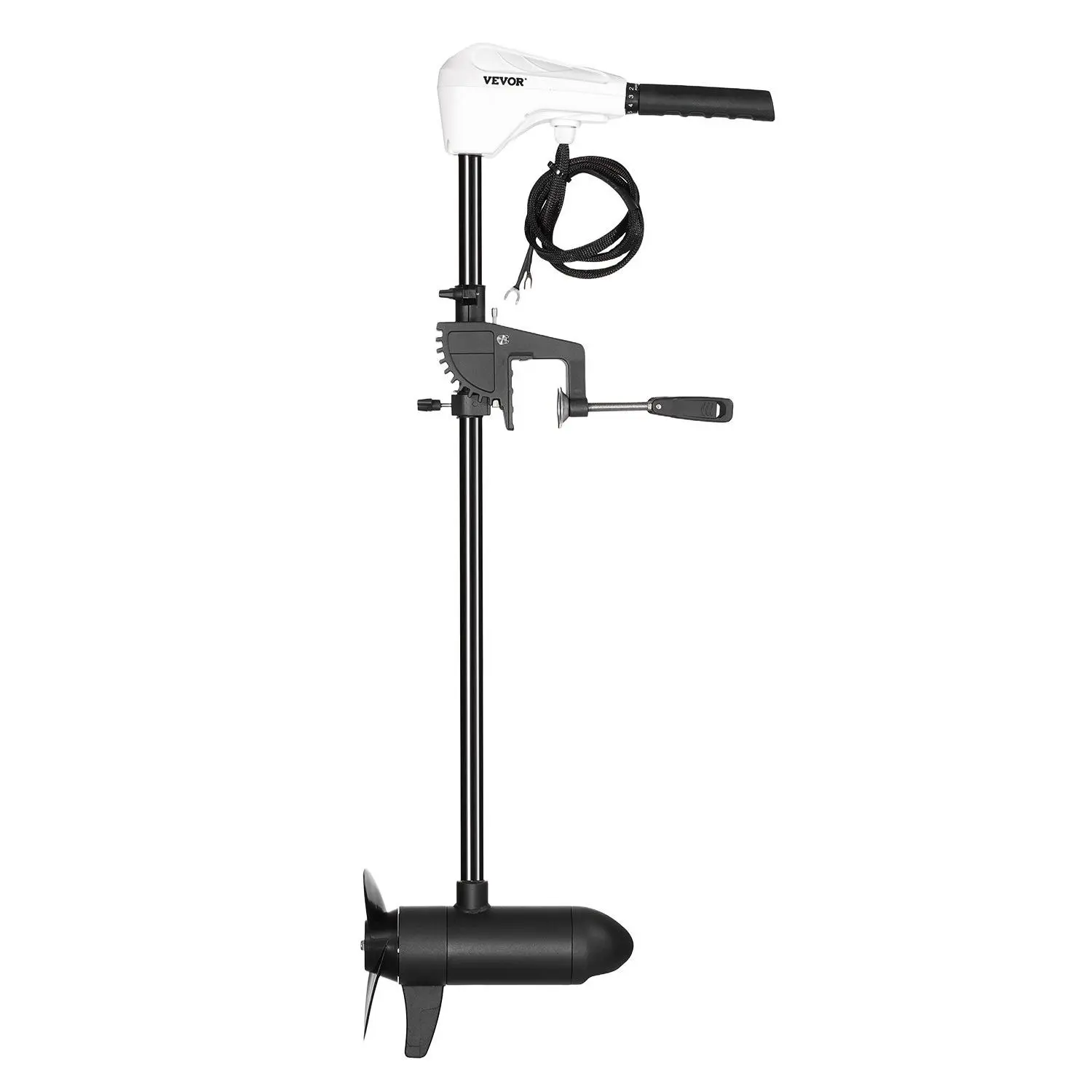 VEVOR Electric Trolling Motor, Transom Mounted Outboard Boat Motors 12V 55lbs Thrust, 8-Speed Electric Boat Engine w/ Battery Indicator, for Kayaks, Fishing Boats on Freshwater/Saltwater, 30-In Shaft