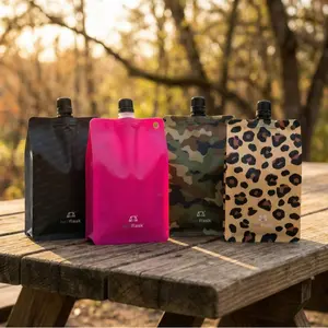 BellFlask - (Pack of 4, Variety) 15 oz. Plastic Flask, Patented, Flexible, Metal-Free, Reusuable, BPA-Free with Carabiner Clip and Filling Funnel