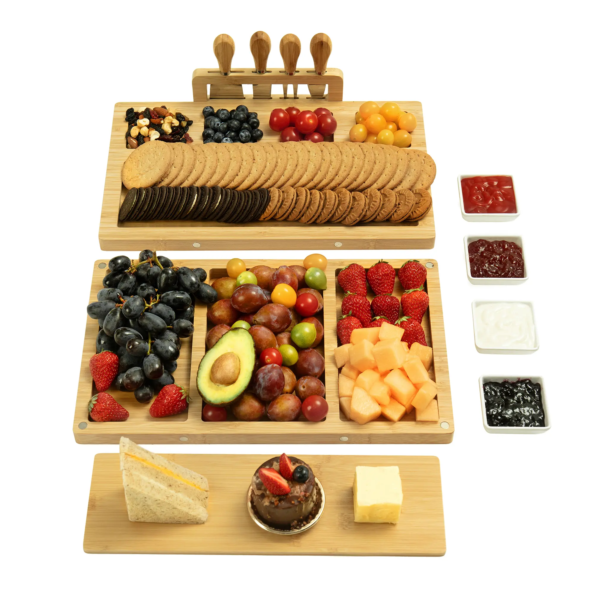 Charcuterie Board Cheese Boards Gift Set with Stainless Steel Knives, Slates and Bowls. Housewarming Gift, Wedding Gift for Couple, Bridal Shower Aperitif Board