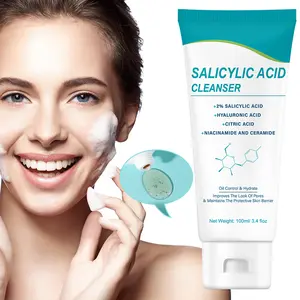 Salicylic Acid Cleanser, Moisturizing Facial Wash, with Hyaluronic Acid, Niacinamide, Citric Acid, And Ceramide, for Deep Cleansing, Unisex, Fresh Scent, Paraben-Free