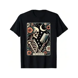 Fast Arrival Reader Tarot Card Skeleton Reading Bookworm Bookish T-Shirt For Men And Women Perfect Christmas Halloween Thanksgiving Gift