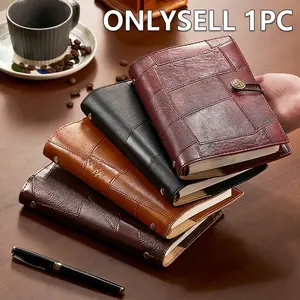 A6 Vintage Patchwork Soft Leather Notebook, 160 Pages, Detachable Ring Binder, Includes Envelope Bag, Travel Diary Journal, Business Office Notepad, Soft Cover Notebook