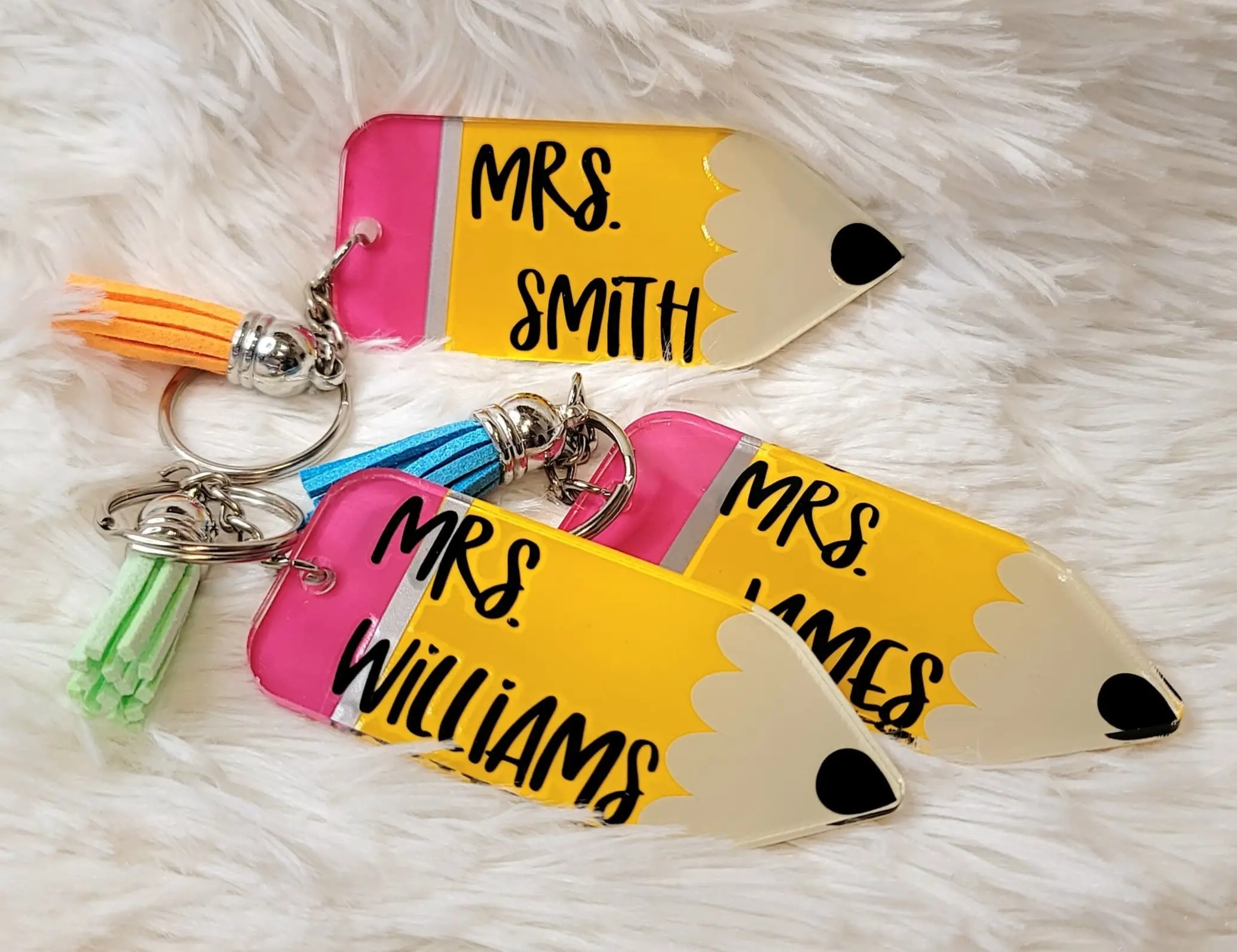 Personalized Pencil Keychain, Favorite Educator, Teacher Name School Appreciation Gift, Custom Keychain, Wooden Keychain