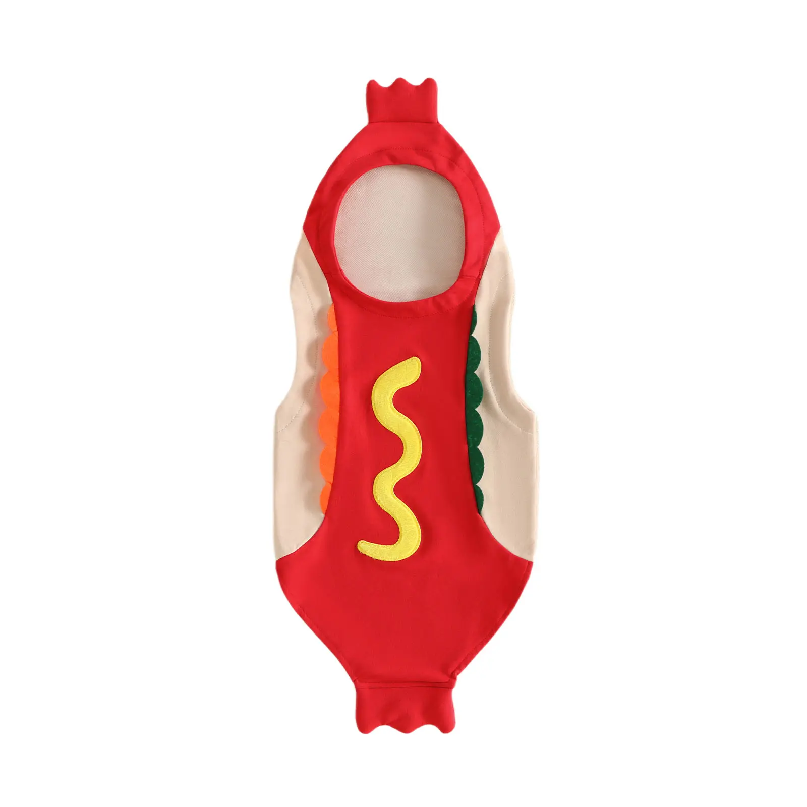 Toddler Baby Little Boy Girl Kids Hot Dog Costume Halloween Funny Hooded Sleeveless Romper for Holiday Cosplay Outfit 6M-4T