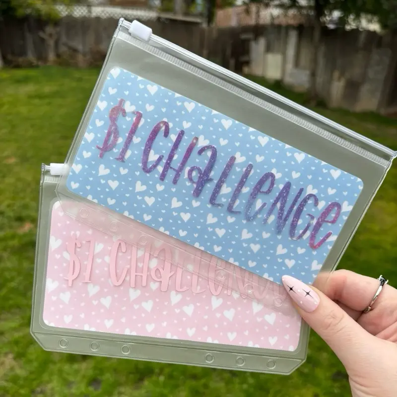 1 dollar savings challenge WITH custom vinyl envelope (rainbow)