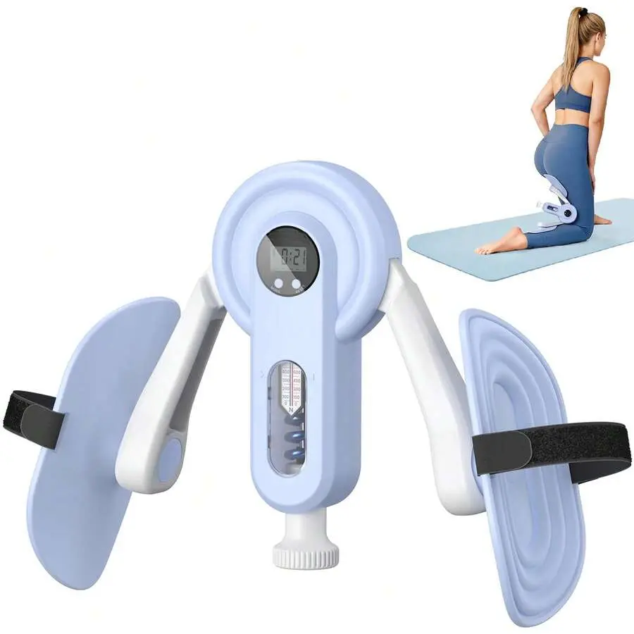 Home Fitness Inner Leg & Arm Strength Training Machine, 100% Metal Foldable Portable Device with Adjustable Kegel Leg Trainer, 360° Rotating Silicone Pad, Multiple Resistance Levels for Gym, Office, Traveling Users of All Fitness Levels