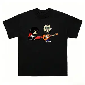 Women's Casual Short-Sleeve Breathable Cotton Fashion Vintage Steely Dan Cartoon T-Shirt, Retro 70s Rock Legends Graphic Tee for Music Lovers