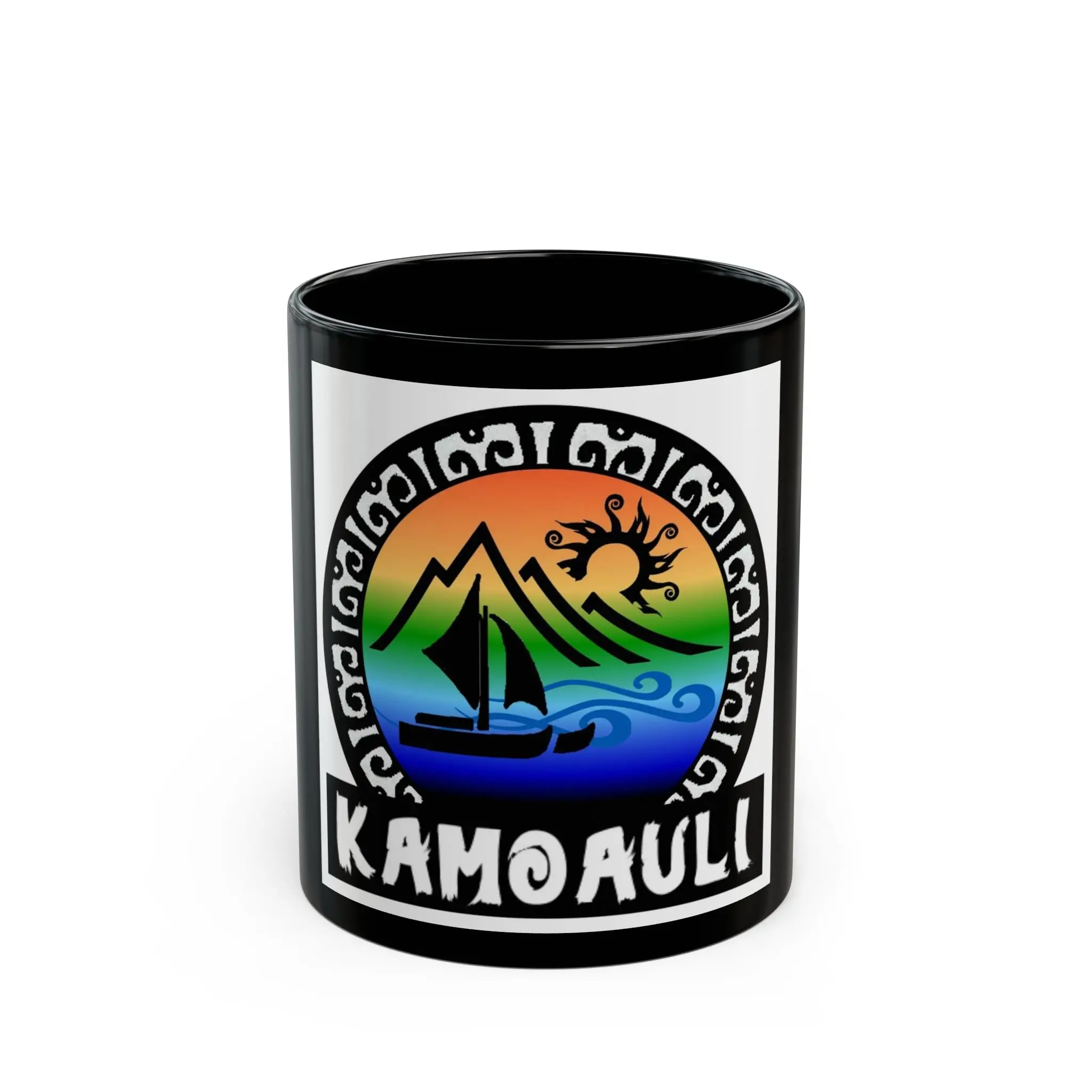 Kamoauli Hawaiian Sailboat Sunset Mug — Rainbow Island Scenic Coffee Cup (11oz)