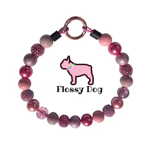 Rosie Beaded Dog Collar | Dusty Rose Pink  Rhinestone Bead Collar | Durable Dog Necklace | Puppy Pearls | Jewelry for Pets