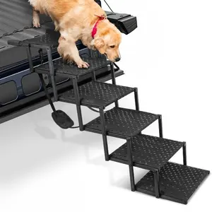 Non-Slip Portable Pet Steps for Large Dogs - Foldable Dog Car Ramp and Stairs, Reinforced Steps, Supporting Up to 200 lbs, Compatible with SUVs, Trucks, and Cars Accessories,