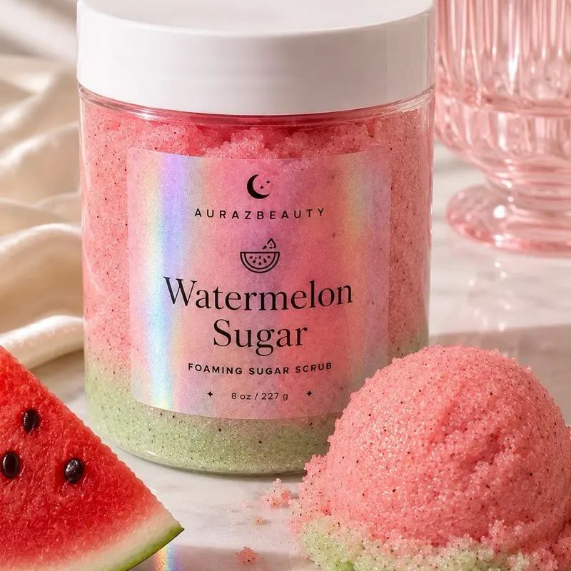 Watermelon Sugar Scented Foaming Sugar Scrub - Gentle Body Care Exfoliator for Daily Cleansing and Hydration