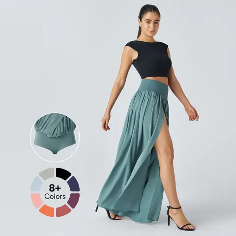 Halara Breezeful High Waisted Plicated Split 2-in-1 Flowy Quick Dry Maxi Casual Skirt Activewear Dance Breathable  Athleisure Womenswear Workout Comfort Bottom Bridal