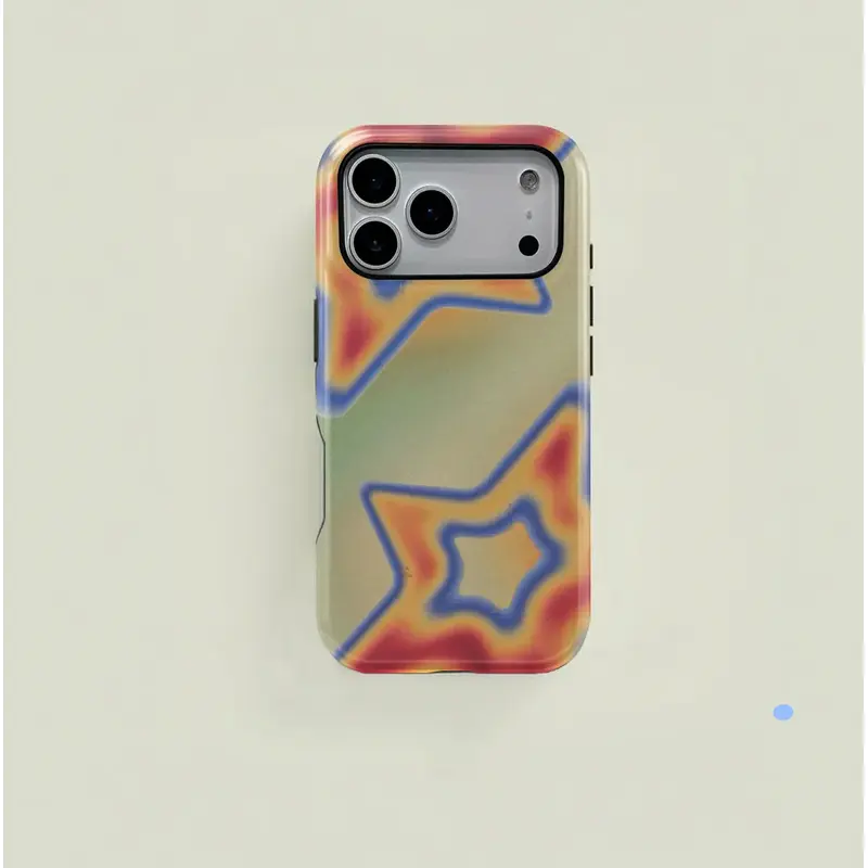 Stylish blue star pattern protective case, durable 2-in-1 case, compatible with iPhone 17/16/15/14/13/12/11 Pro Max/Plus/Pro, and Samsung Galaxy S25/S24/S23 Ultra series. Simple and stylish phone case.