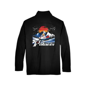 Polaris Men's Vintage Snowmobile Jacket Fleece Coats Graphic 70's Style Water-Repellent Casual Long Sleeve Zipper Tops Menswear Pocket Polyester Reflective Spandex Stylish