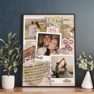 Personalized Photo Collage Poster, Custom Valentine Gift for Him, Romantic Wall Art with Multiple Photos, Thoughtful Boyfriend Husband Gift, Modern Love Home Decor Print