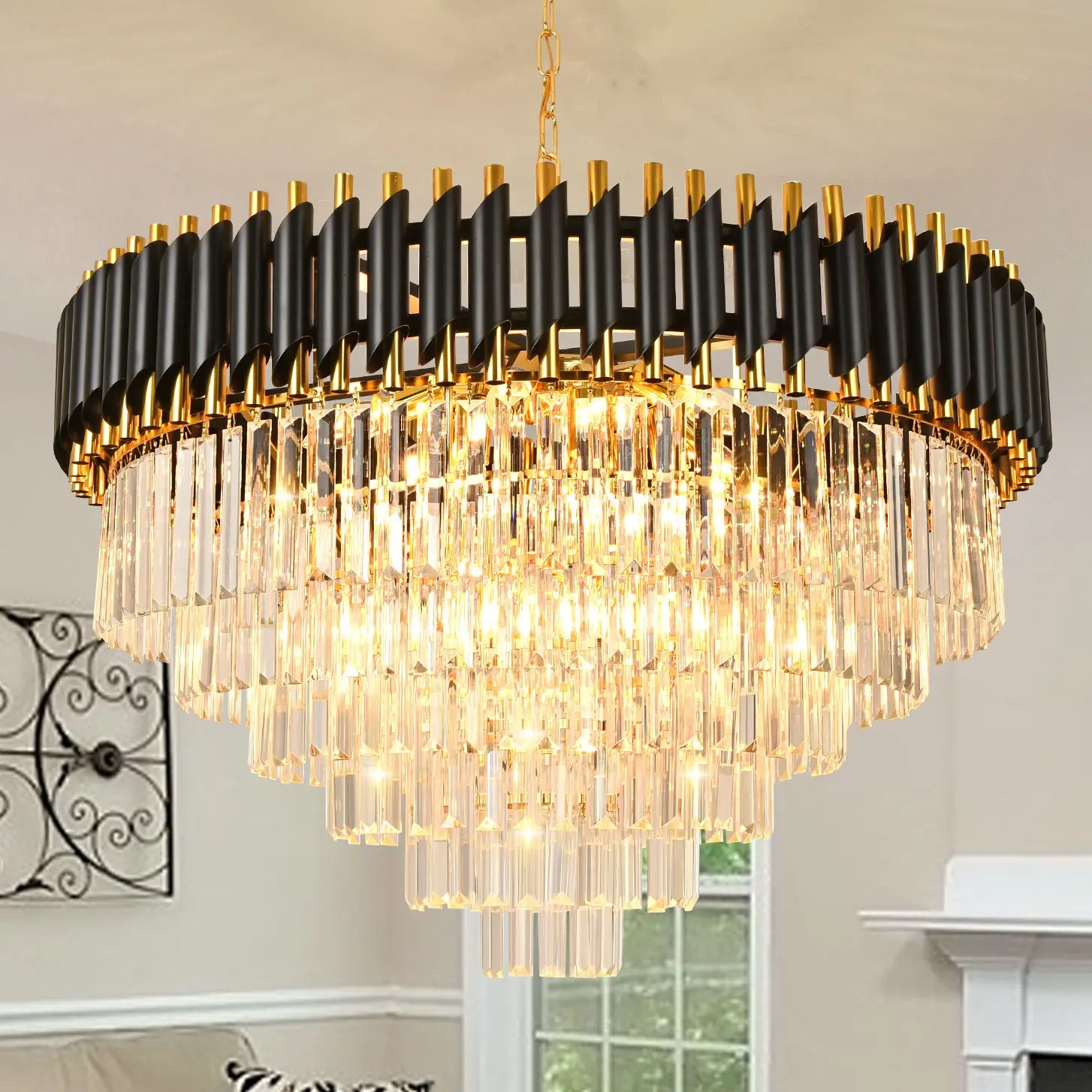 17 Light Modern Crystal Home Decor Chandelier with Crystal Accents Lamp Dining Room, Luxury Design Classic Light fixture for Entryway Decorative Lamps Home Lighting