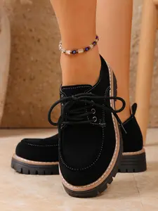 Women's Sporty Thick Sole Shoes, Breathable PU Leather, Rubber Sole, All Season Comfort Loafers, Party Commute Leopard Print Slip-Ons, Oxford Shoes