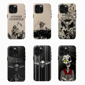 A-Avenged S-Sevenfold Phone Case, A7X Skull Bat Logo Cover, Metal Band Graphic Case Suitable for iPhone 17-11 Pro Max/Plus and  Samsung Galaxy S23-25