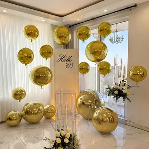 Multi-Size Silver & Gold Chrome Balloon Set | 32/22/18/10 Inch 4D Round Metallic Foil Balloons | Perfect for New Year‘s Eve, Graduation Ceremony, Wedding Anniversary, Valentine’s Day, Birthday Party, Summer Party Decor