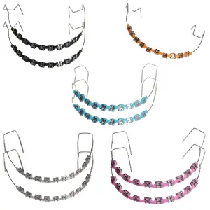 Temporary braces 2pcs 1 set of stylish zipper decoration, novel upper and lower jaw hooks, colored plastic orthodontic accessories for teenagers and adults denture durable dental material metal dental brace Retainers Fake Teeth Oral