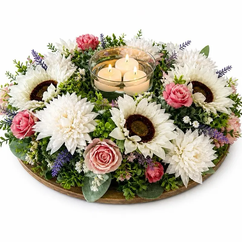 Memorial Mother's Day Centerpiece Sympathy Floral Arrangement with Candle Remembrance Gift for Loss of Child Your Love Still Blooms Decor