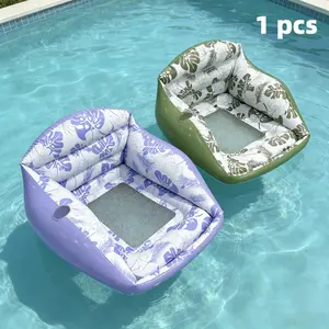 Adult Large Inflatable Water Sofa, Tropical Style Float Chair with Cup Holder, Pool Toy, Outdoor Use, 3-In-1 Inflatable Lounge, Pool Float Chairs, Pool Float Lounger