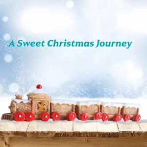 Gingerbread Man with Train Resin Sculpture, Whimsical Christmas Table Centerpiece for Kids Room Shelf Decor,Whimsical Christmas Table Centerpiece,Christmas Desktop Ornament for Boys.Includes Adhesive Dots.