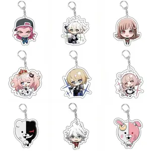 Danganronpa anime acrylic keychain featuring Monokuma and Makoto Naegi, perfect as a bag accessory and a gift for fans.