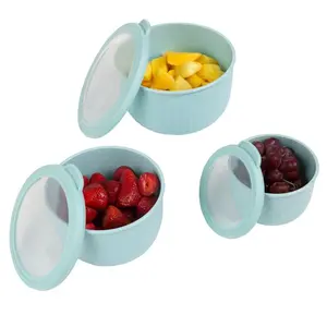 Teal 3-Piece Nesting Mixing Bowls with Lids Set
