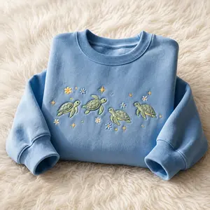 Sea Turtle Sweatshirt, Under The Sea Embroidered Hoodie, Beach Shirt, Gift for Turtle Lover, Summer Vibes Clothing, Aesthetic Ocean Shirt