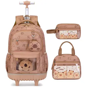 SIMILOVE Rolling Backpack for Girls Teens, Y4K Aesthetic School Backpack Set for Daypack and Travel, Wheeled Bookbag with USB Charging Port for Elementary Middle High School College Students