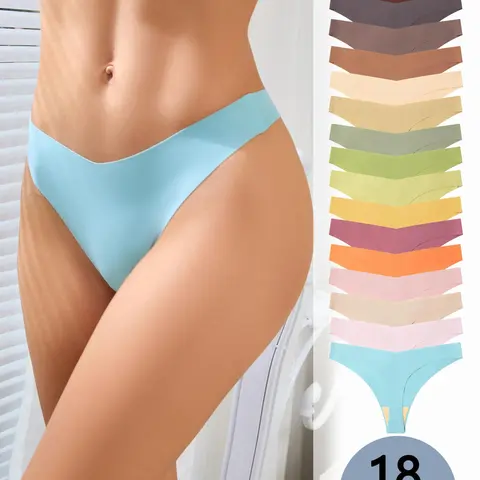 Women's Solid Color V-Waist Thong, Casual Comfy Panty, Soft Comfy Breathable Daily Seamless Smooth Panty for Everyday Wear, Ladies Fashion Comfy Underwear for All Seasons, Minimalist Soft Panties, Seamless Panties Set