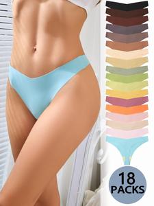 women's solid color v-waist thong, soft comfy breathable seamless pastel panty for everyday daily wear, women underwear pack, ladies pastel underwear for all seasons, womenswear