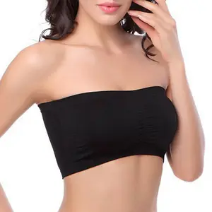 Women Chest Wrap Bra, Solid Color Crop Removable Padded Top, Stretchy Seamless Bandeau Tube Wild Fashion Tops